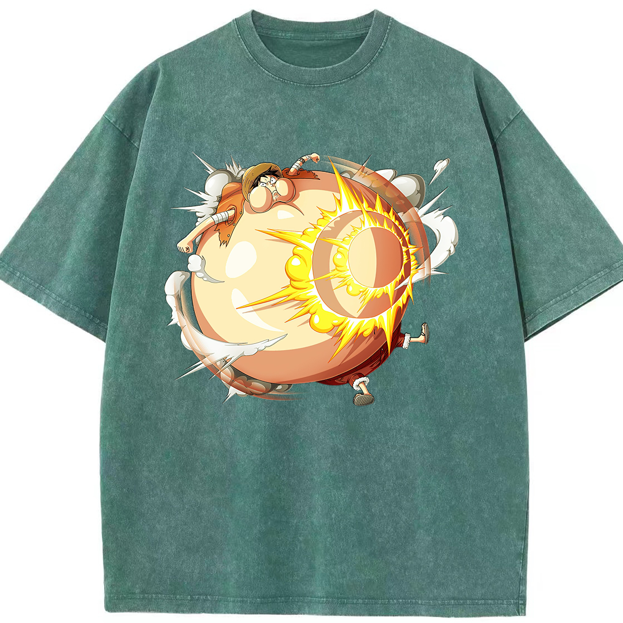（画像用） ワンピース モンキー・D・ルフィ ONE PIECE Monkey D. Luffy 綿100% ヴィンテージ風 半袖Tシャツ（フロントプリント）